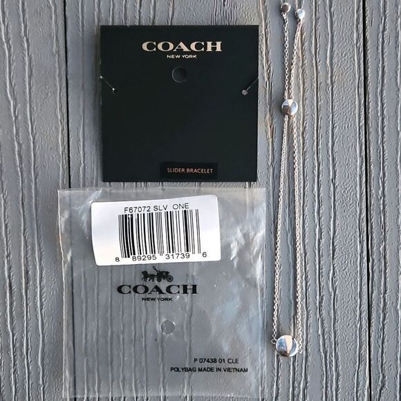 COACH ADJUSTABLE SLIDER BRACELET MSRP $78 NEW silver - Picture 13 of 16